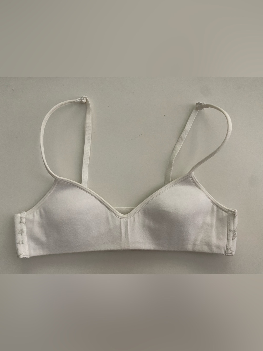 Youth Hanes white cotton & spandex bralette with gray star print, size M  #stars